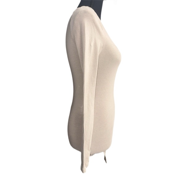 Abercrombie & Fitch - Long Sleeve Square Neck Bodysuit - Tan/Beige - Size XS - Picture 4 of 6